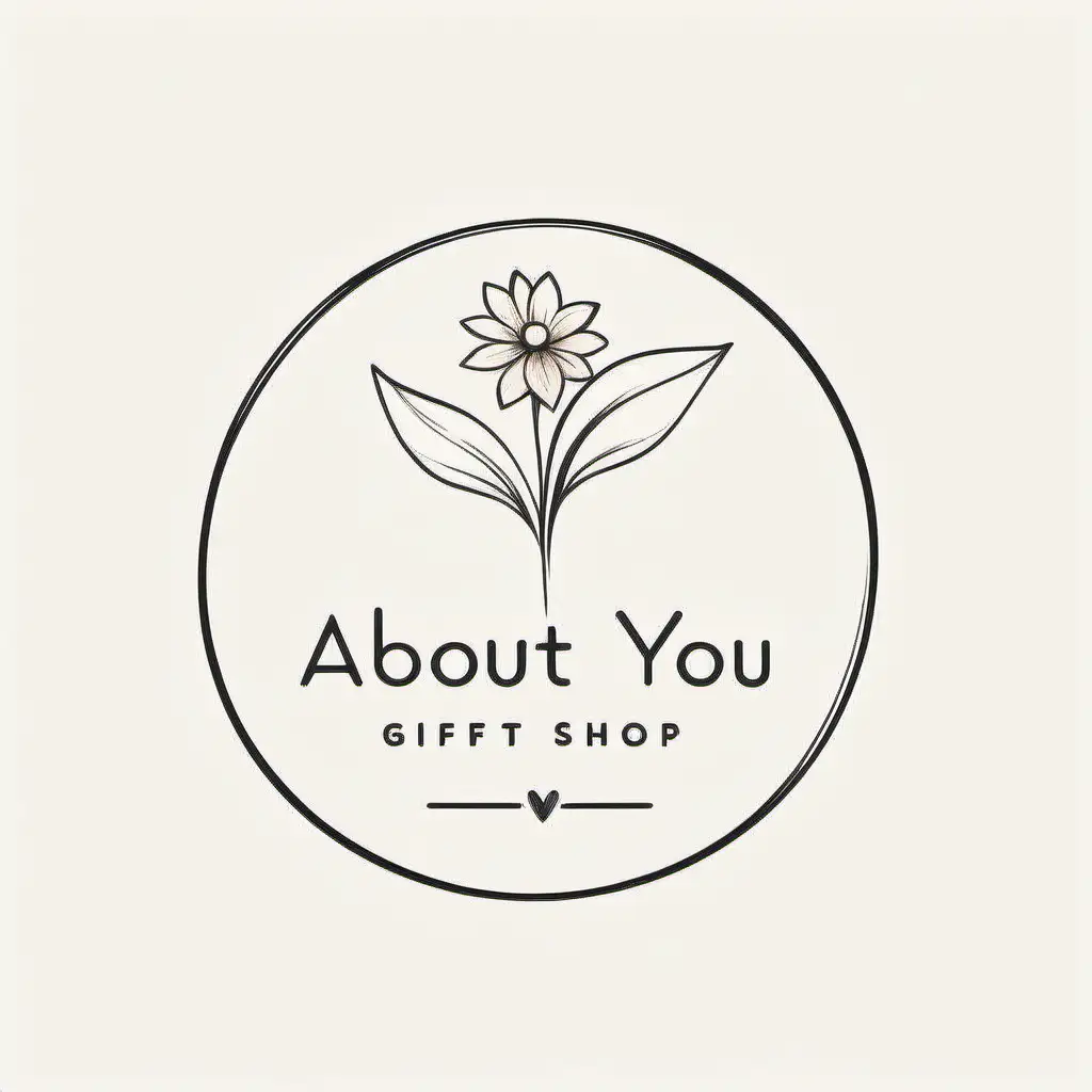 Create a logo for a gift and flower shop called 'About You', minimalistic, sketched, clear logo for social media 