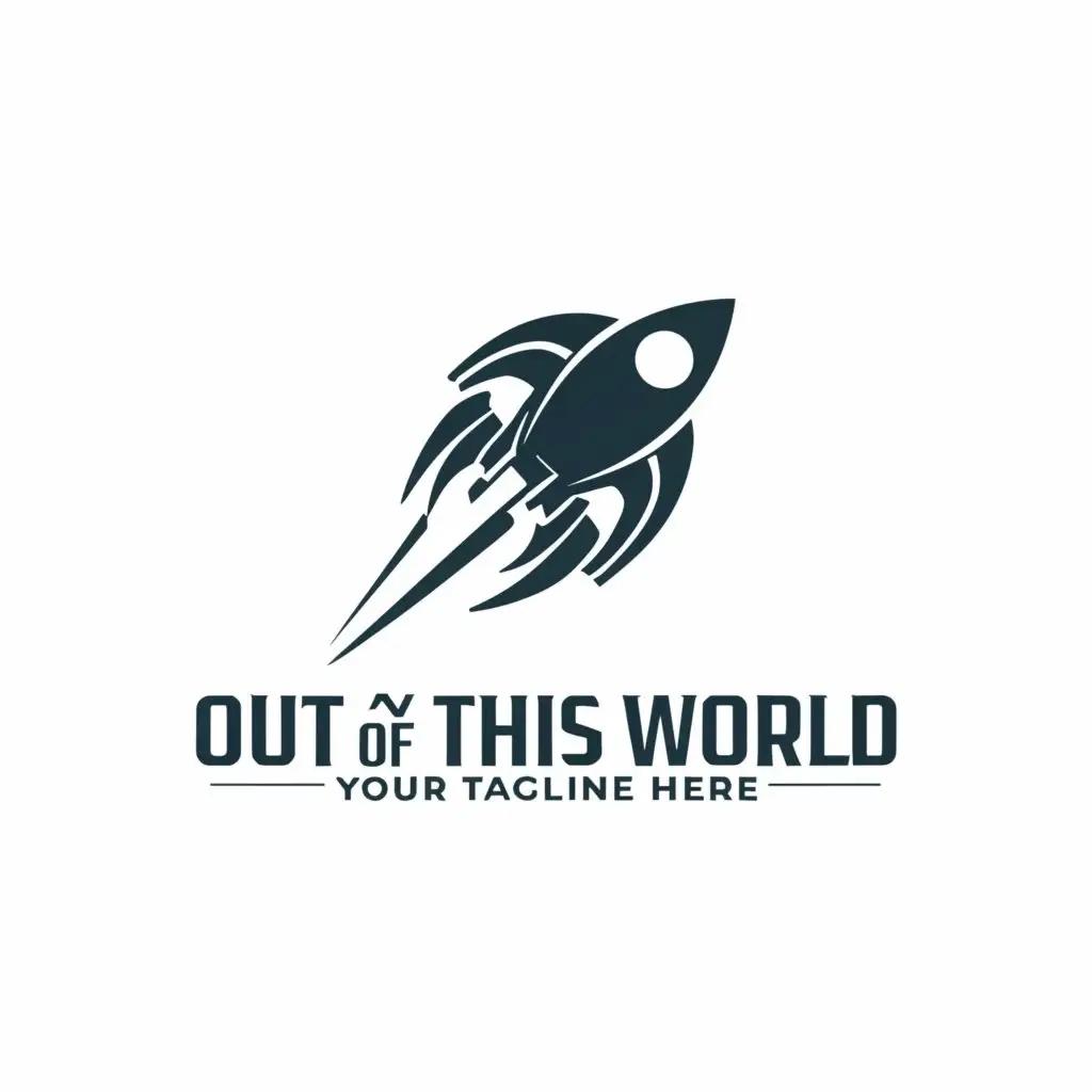 a logo design, with the text 'Out of this World', main symbol: t-shaped rocket shooting upward, Moderate, be used in Events industry, clear background