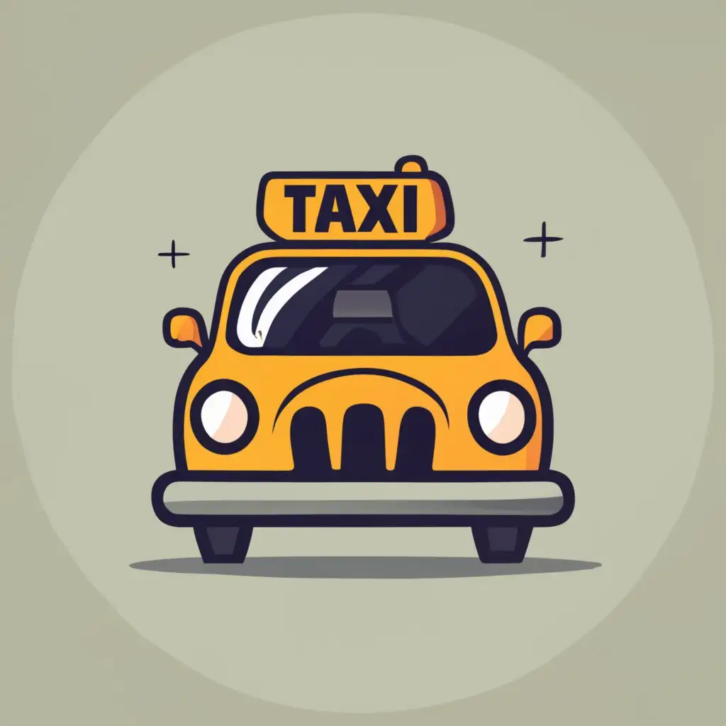 logo, A cab shown from the front, with the text "DN Taxi", typography, be used in Travel industry