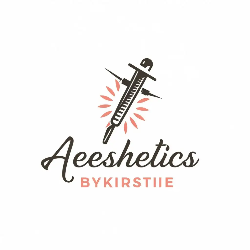 logo, needle, with the text "Aesthetics Bykirstie", typography, be used in Beauty Spa industry