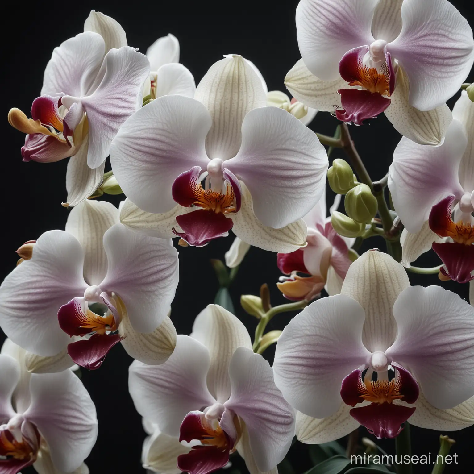 Intimate Orchid Blooms in Dramatic HighResolution Hyperrealism