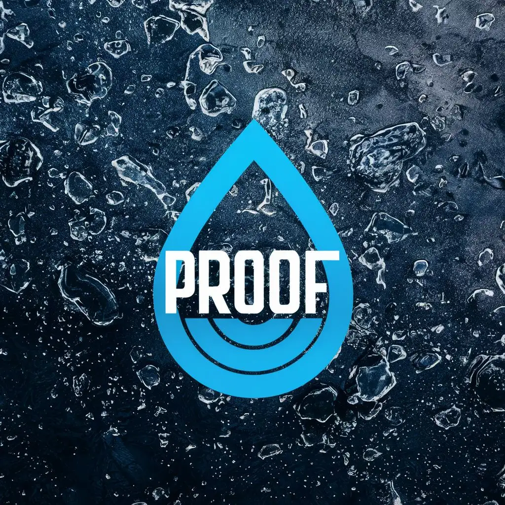 logo, water drop, with the text "Proof", typography, be used in Sports Fitness industry