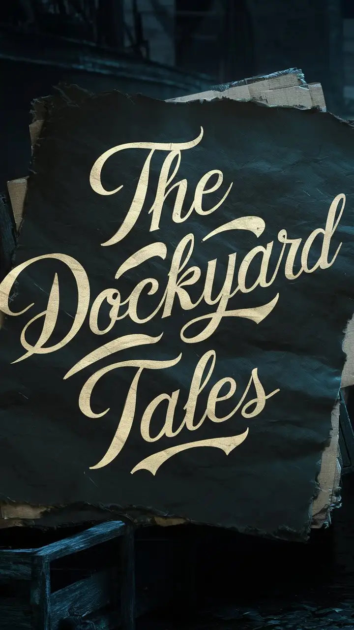 An dark sheet of paper on which it is written "THE DOCKYARD TALES" in a beautiful font