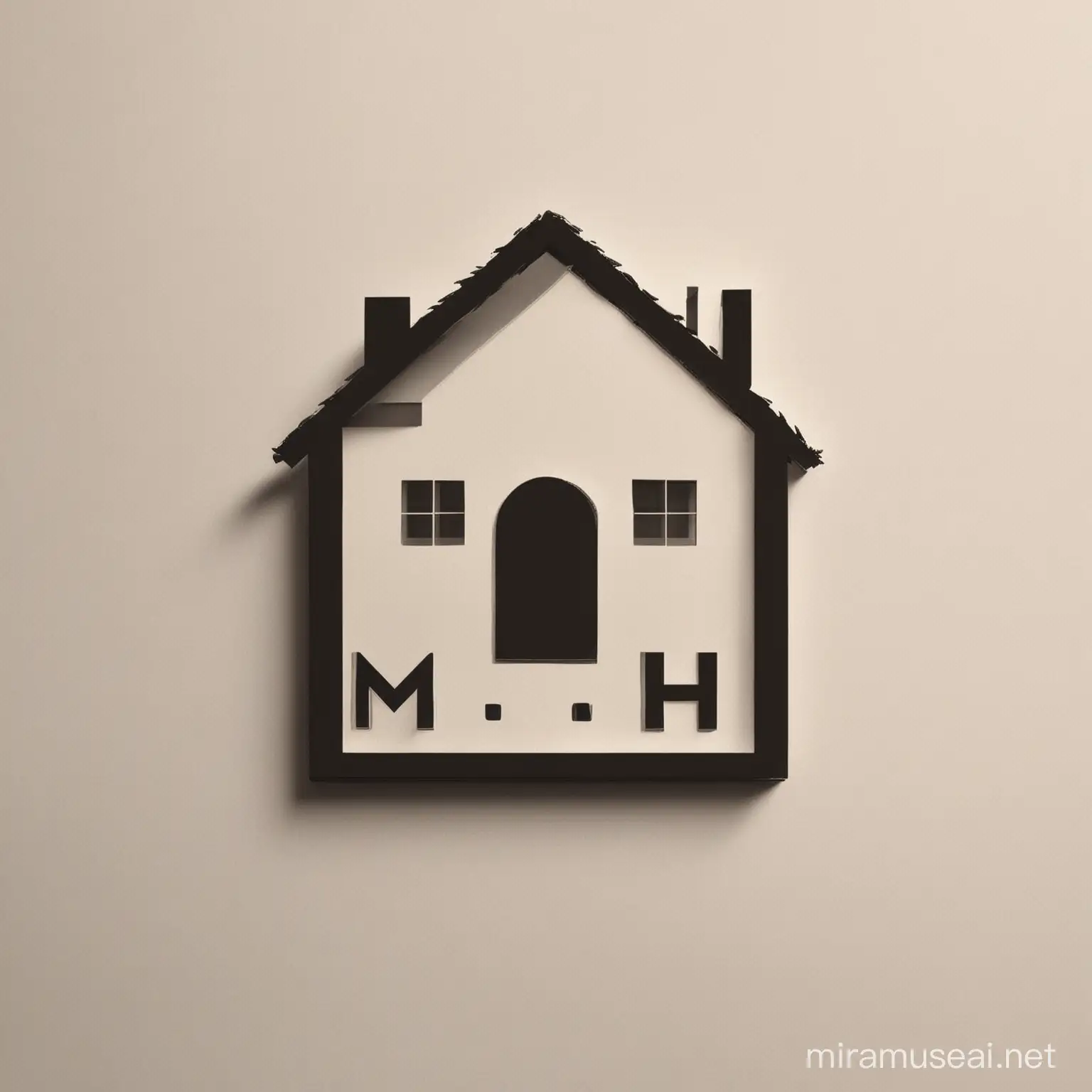 Minimalistic House Logo Design Letter MH