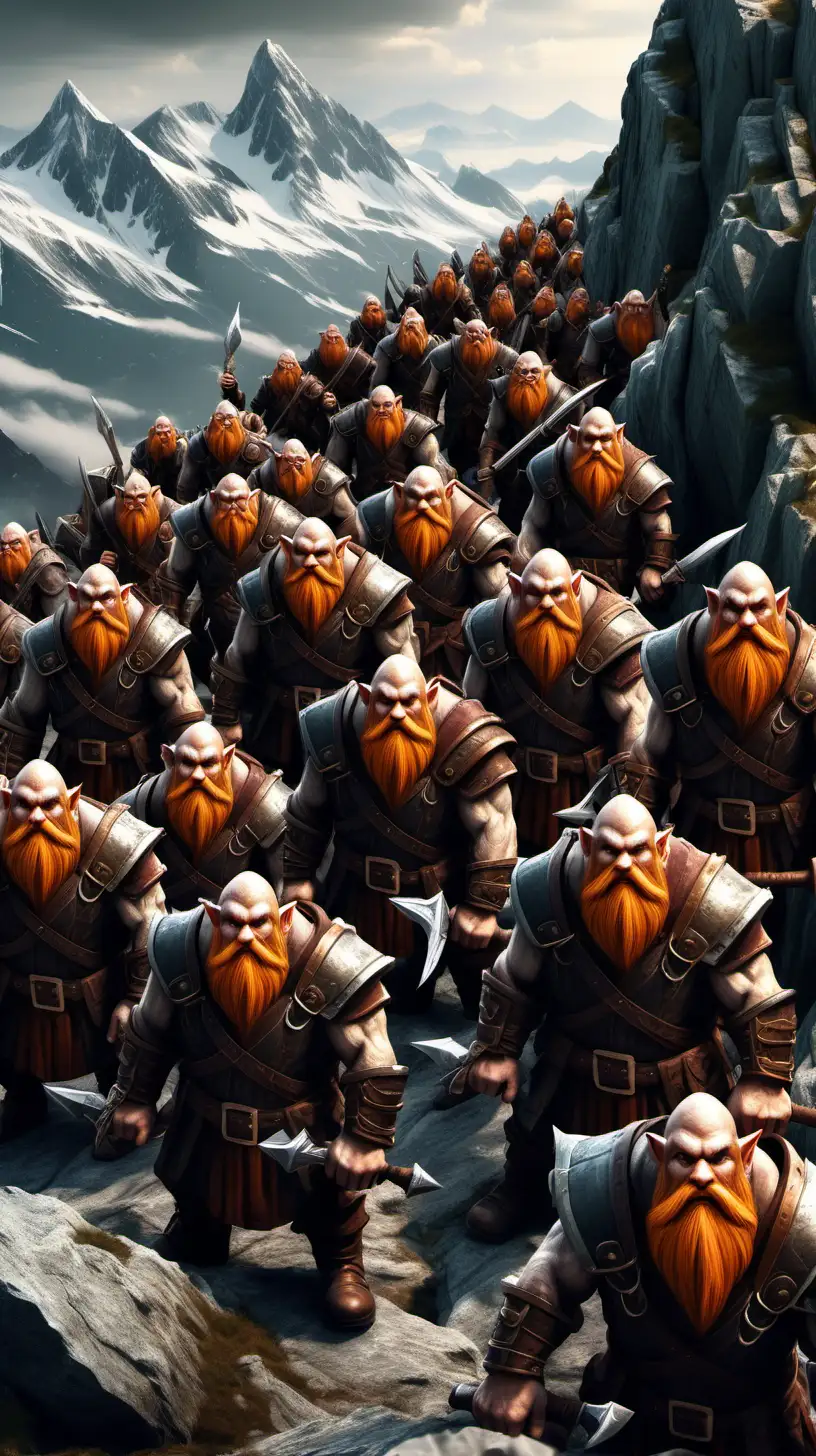 Epic Fantasy Dwarven Army at Mountain Summit