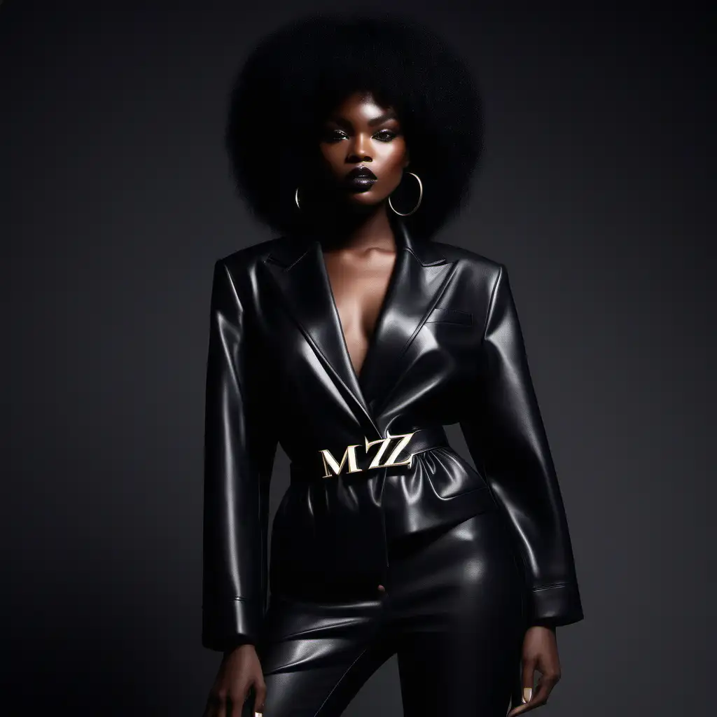 MZ brand, luxury fashion, black model  Luxury environment 