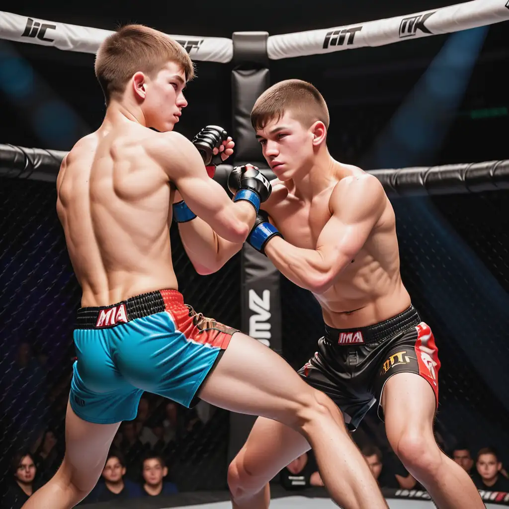 Intense MMA Fight Teen Boys Locked in Sleeper Hold Battle