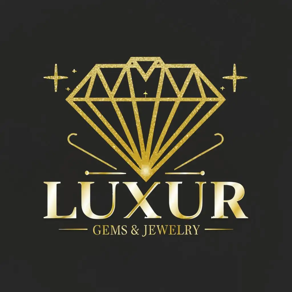 logo, diamond, with the text "luxur gems and jewelry", typography