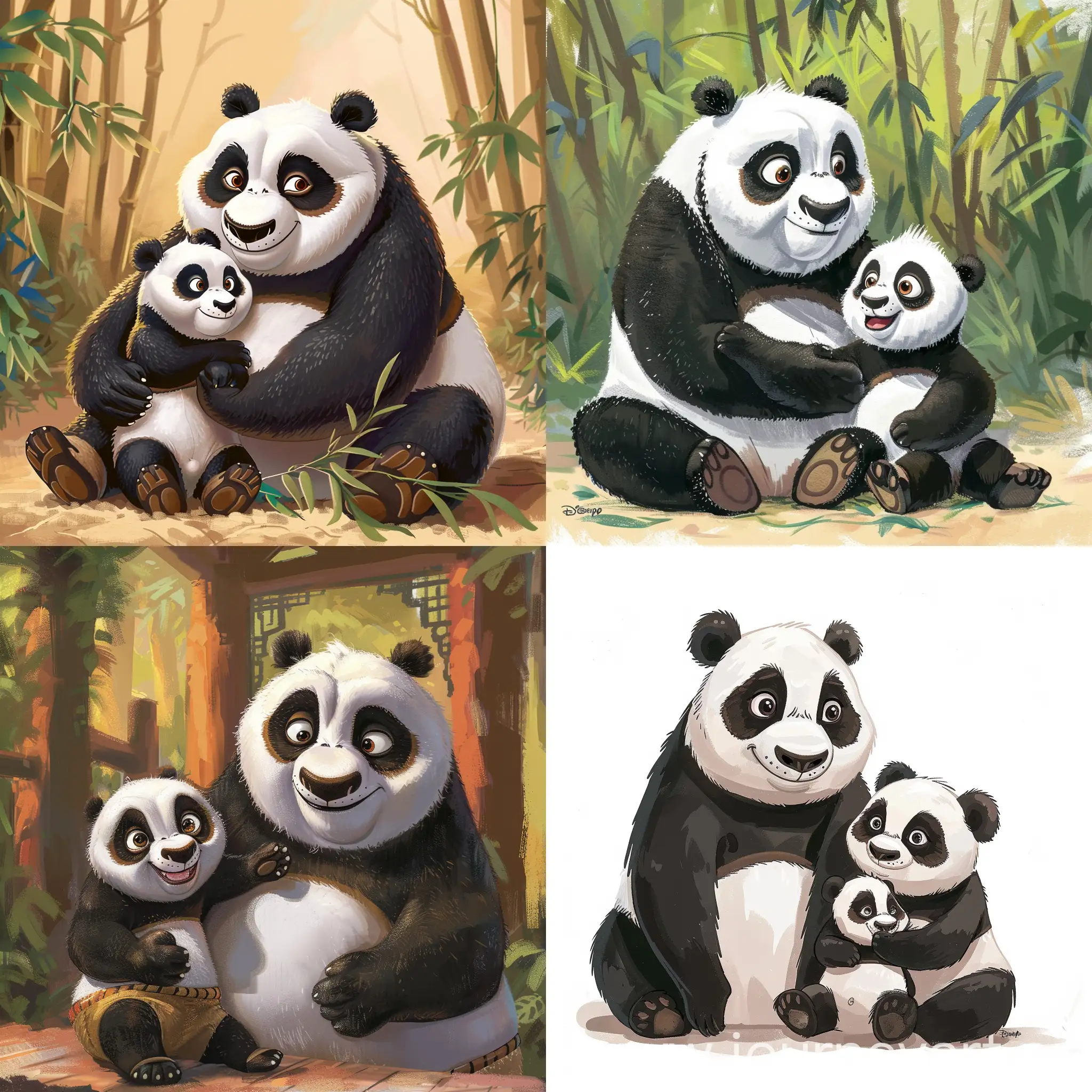 Adorable-Disney-Style-Cartoon-Panda-Mom-and-Son-Bonding
