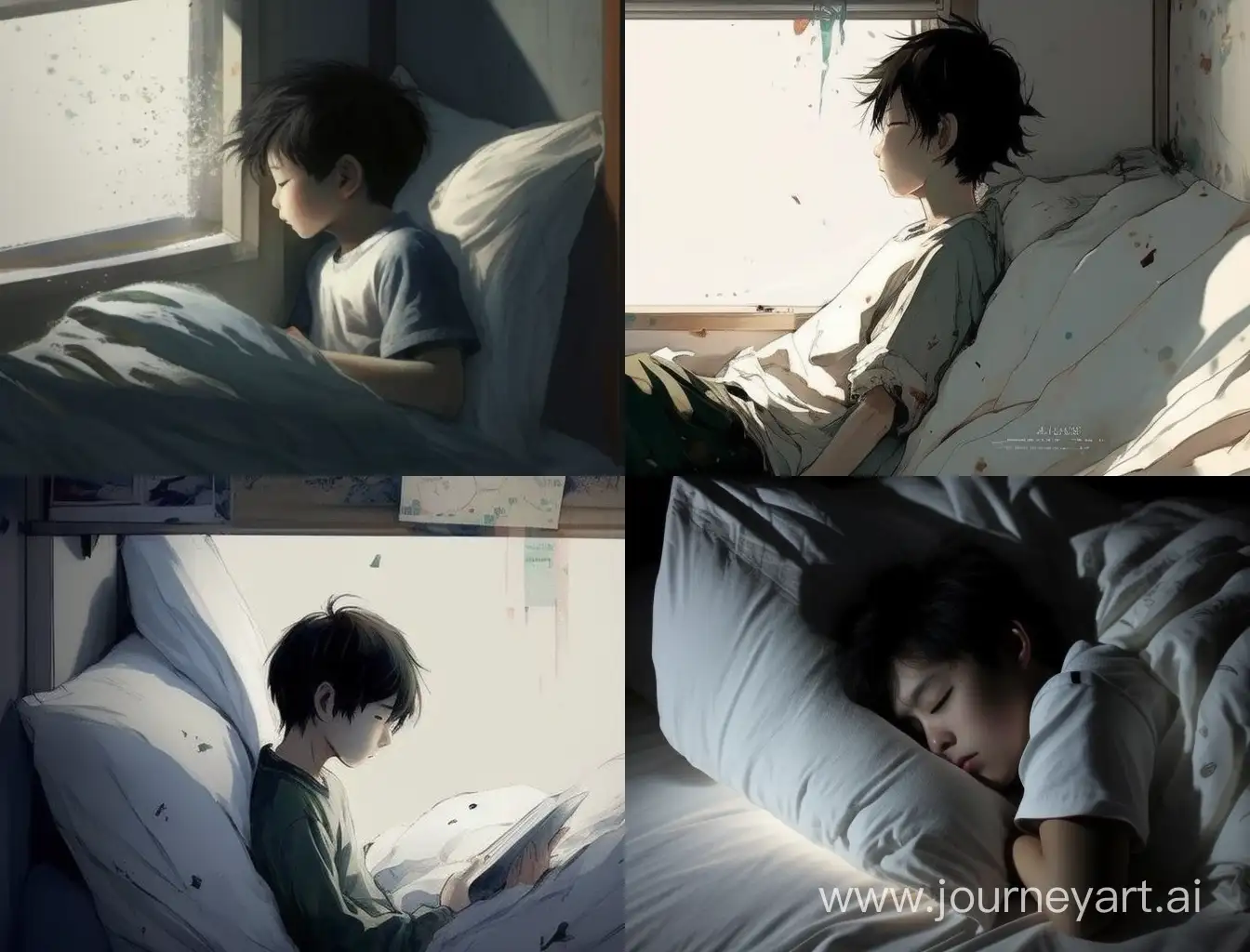 Asian-Boy-Sleeping-in-Dark-Room-Covered-with-Black-Blanket