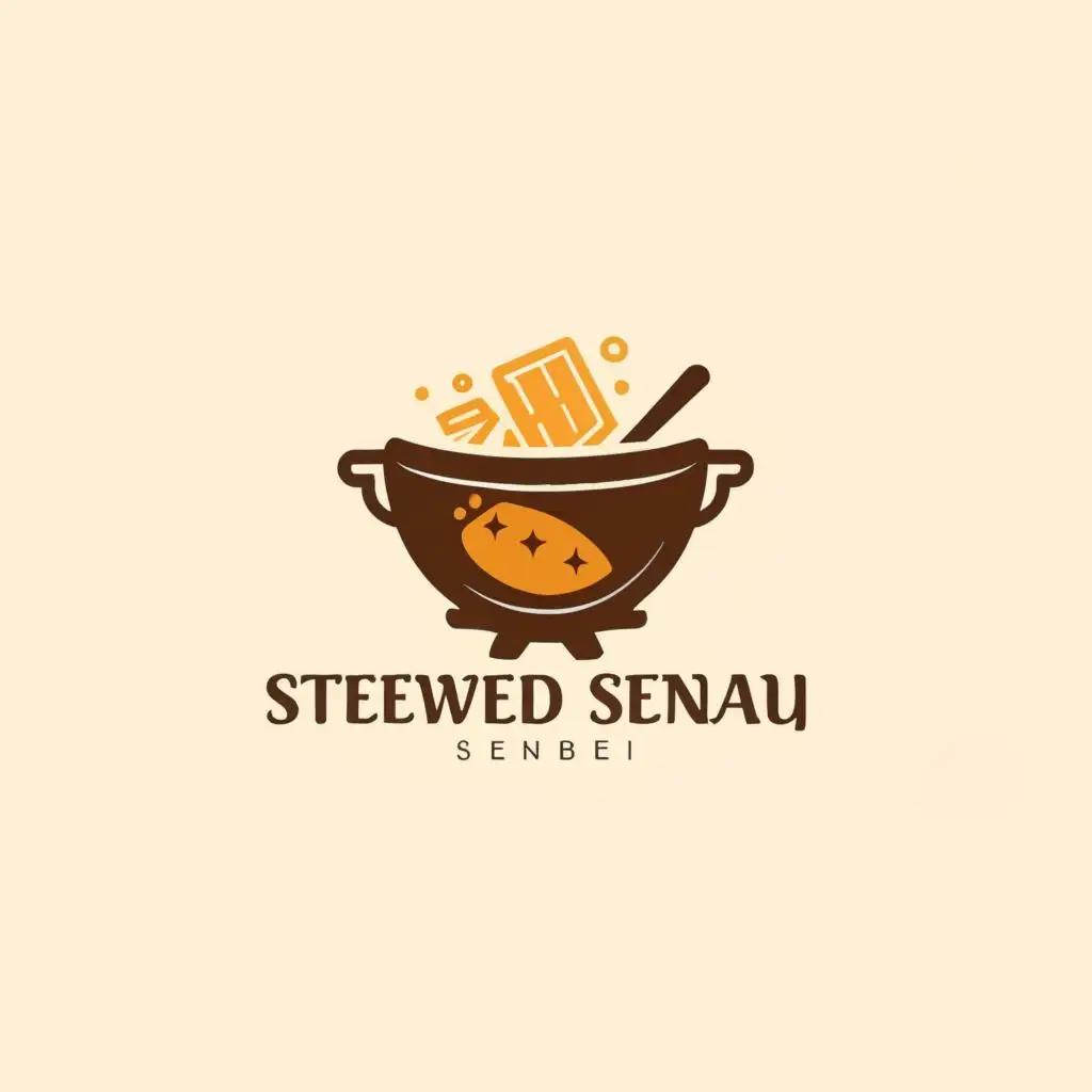 logo, Cauldron, with the text "Stewed Senbei", typography