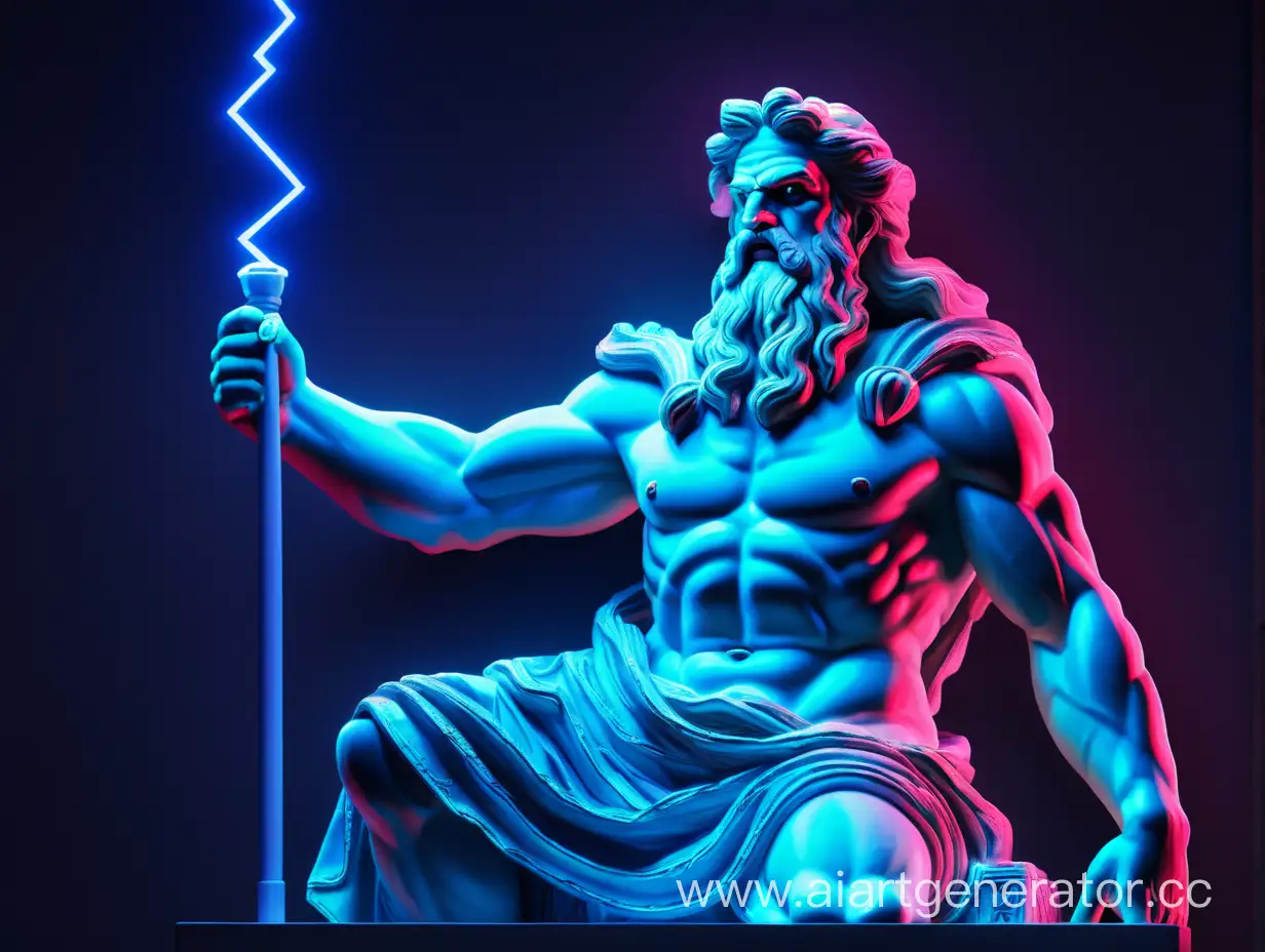 Neon-Zeus-Grasping-Lightning-Modern-Digital-Art