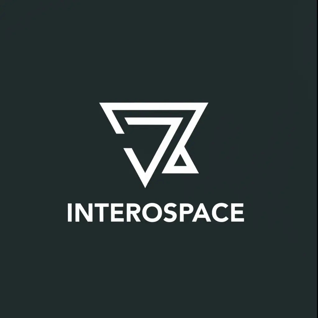 a logo design,with the text "Interospace", main symbol:TRIANGLE AND INSIDE WRITE INTEROSPACE WITH LEFT SIDE CUT THE LINE FOR INTEROSPACE AND DOWNSIDE OF TRIANGLE WRITE DESIGN BUILD TRANSFORM SLOGON,Moderate,clear background