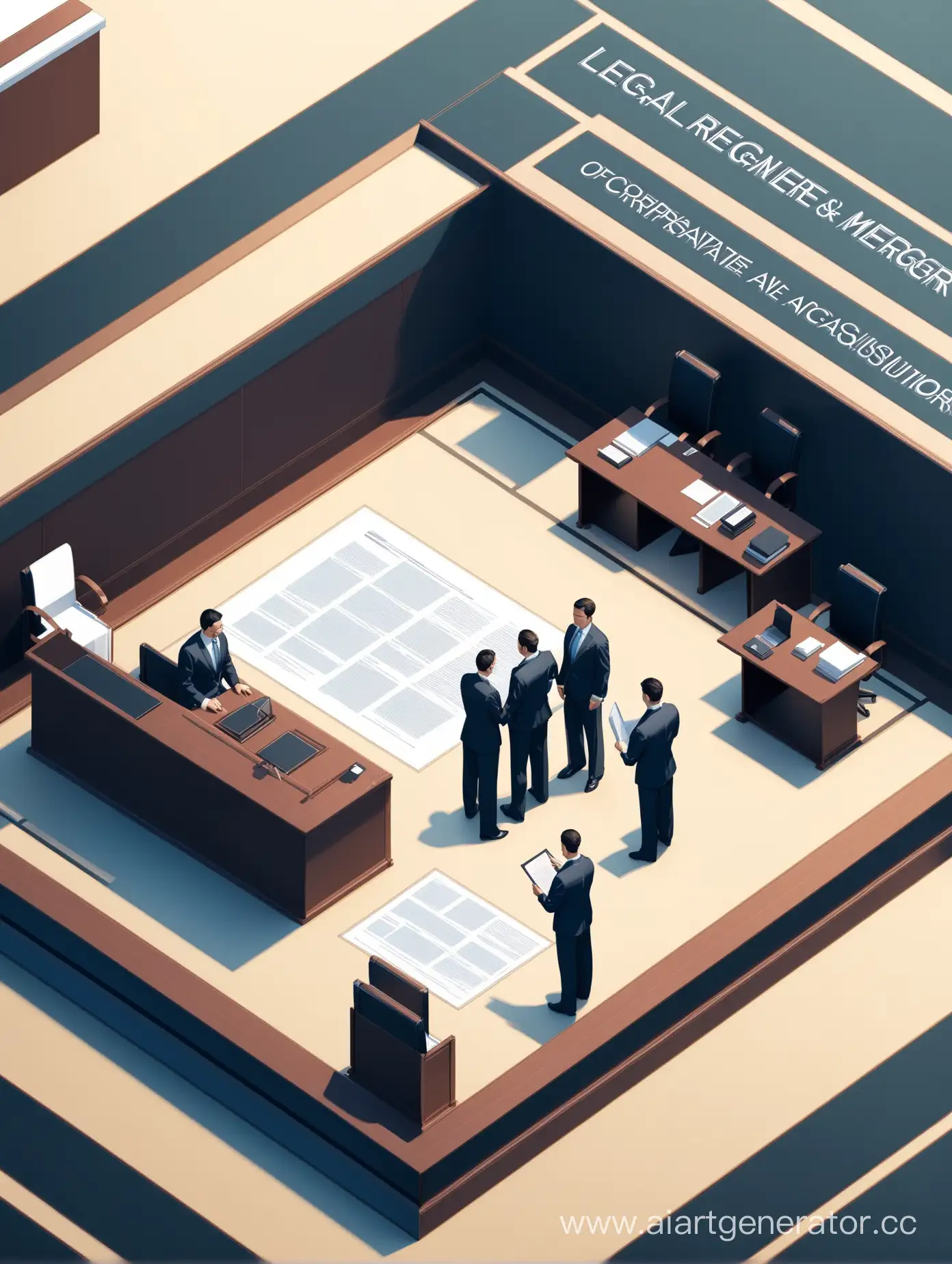 Professional-Presentation-of-Corporate-Mergers-and-Acquisitions-Isometric-View-in-Modern-Business-Concept