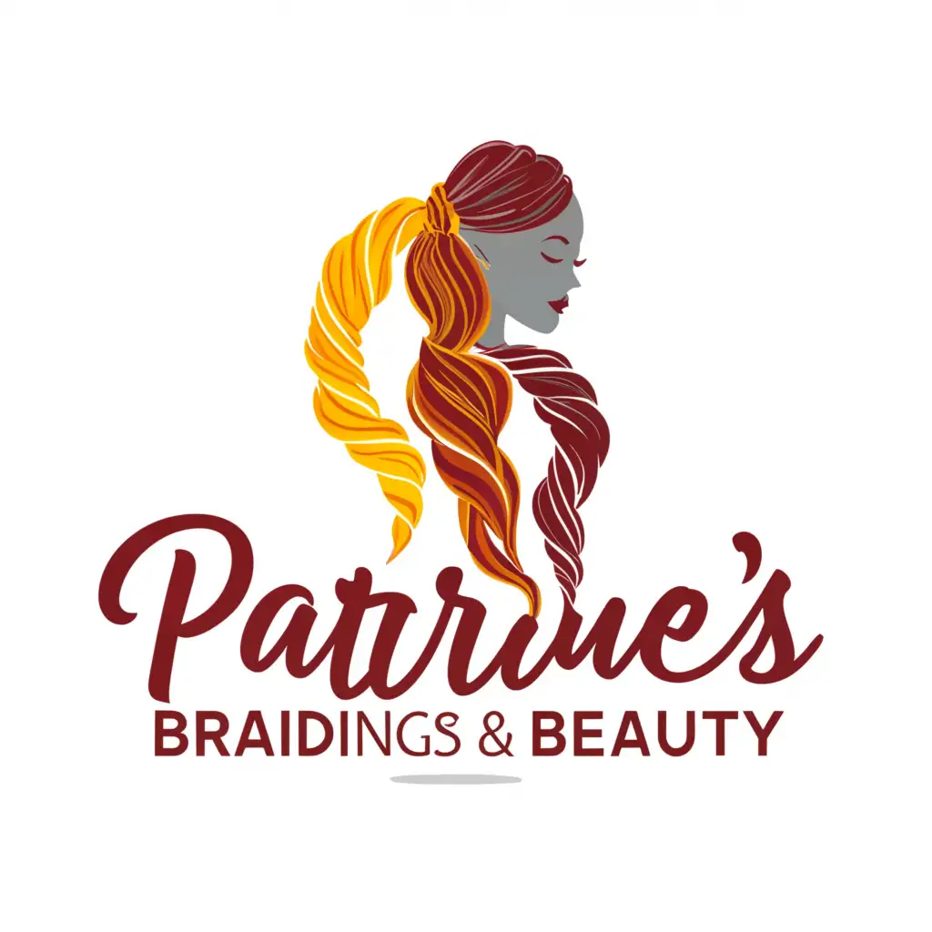 a logo design,with the text "Patrice's Braiding & Beauty", main symbol:Braids,Moderate,clear background