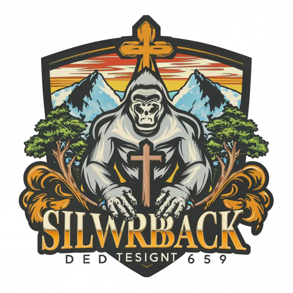 LOGO-Design-for-Silverback-Designs-GorillaInspired-Religious-Emblem-with-Nature-Elements