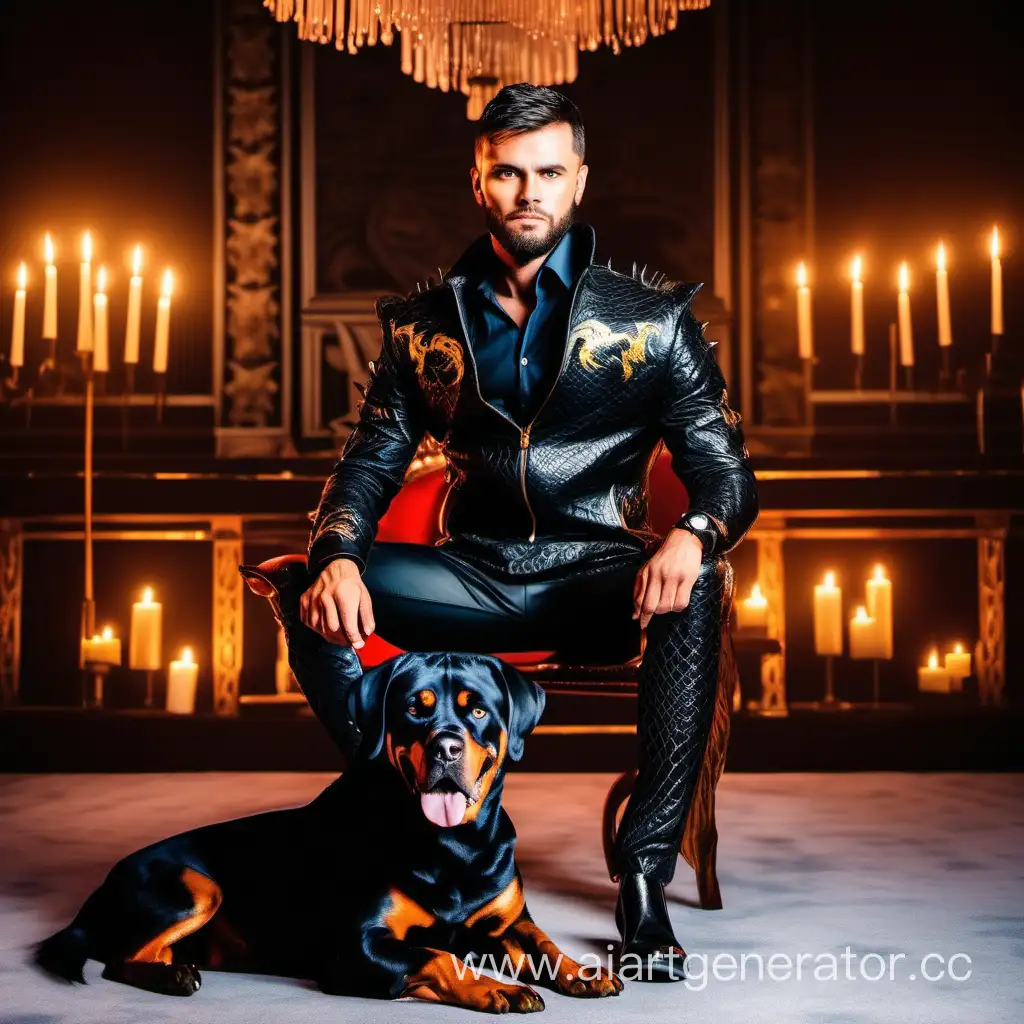 Dragon-Leather-Suit-Handsome-Man-with-Rottweiler-in-Russia