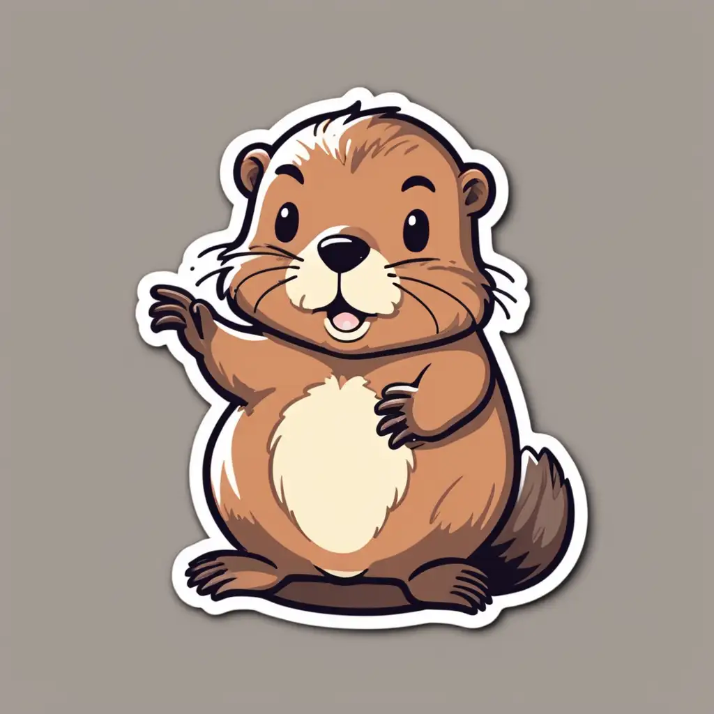 Adorable Beaver Sticker with Playful Expression