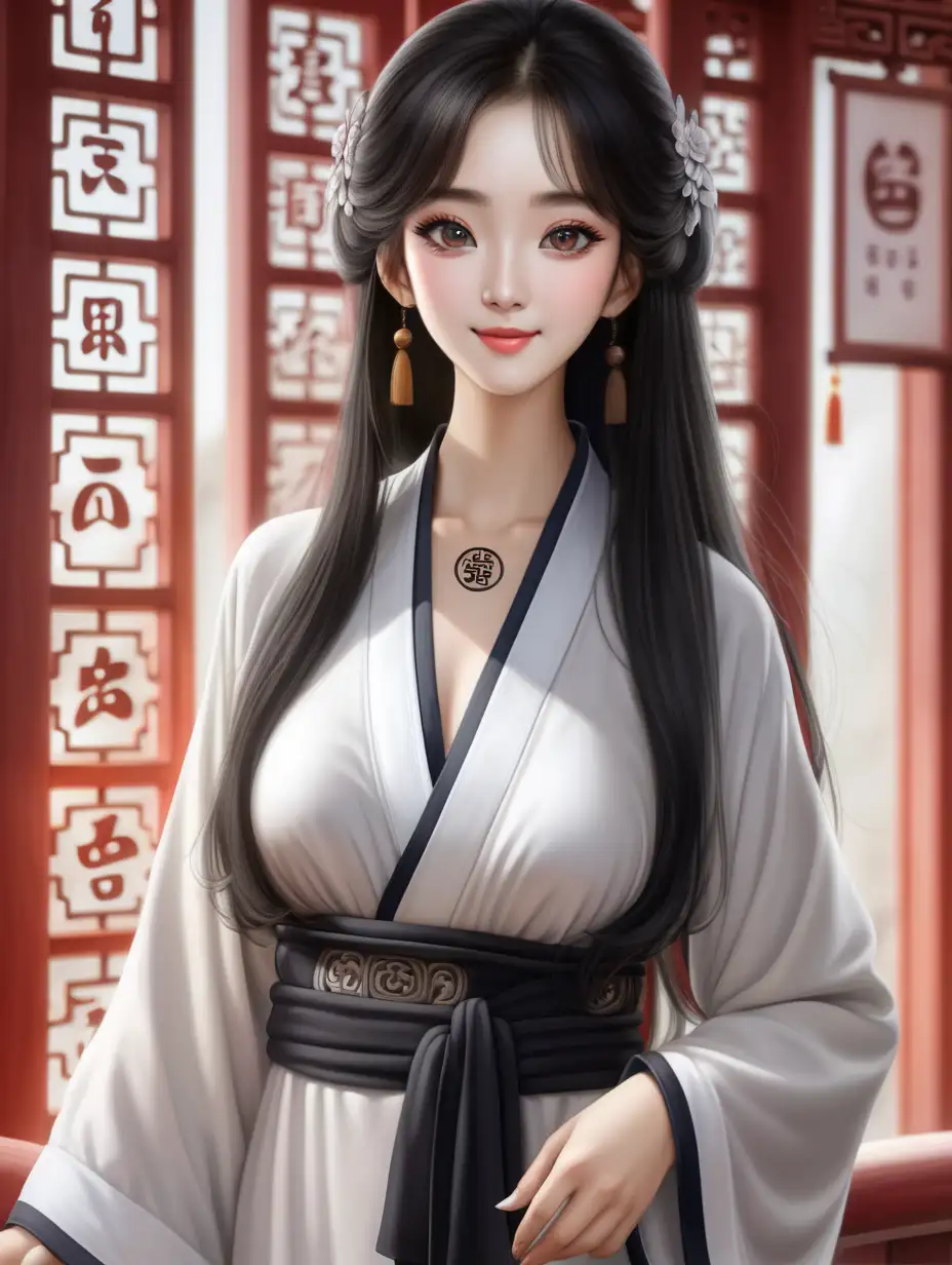 Graceful Chinese Woman in Modern Taoist Attire Li Jiaxin Inspired Beauty