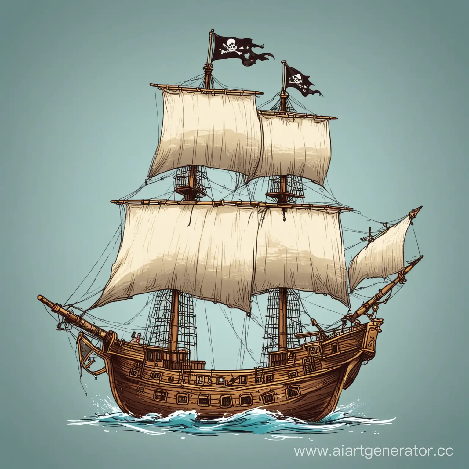 Детский Пиратский корабль рисунок вектор
