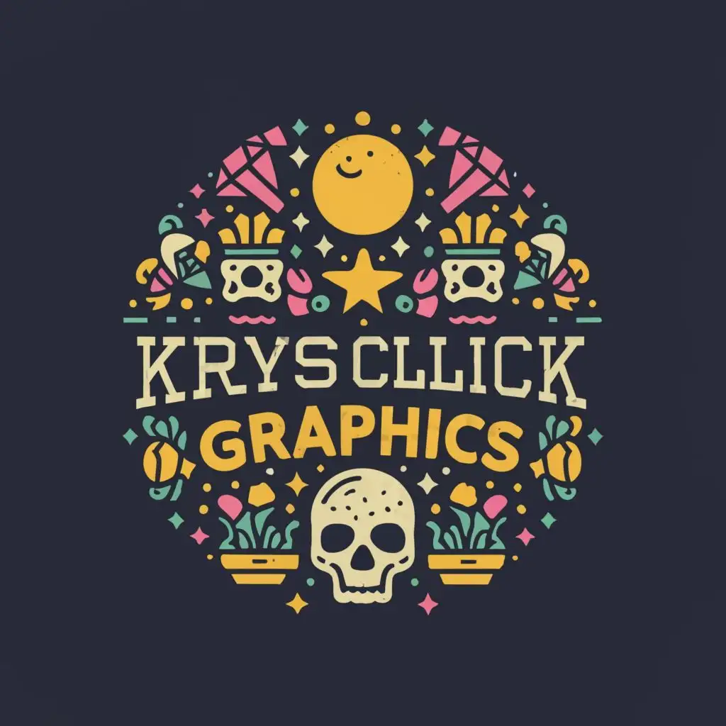 logo, Stars, Sun, Moon, butterflies, skulls, hearts, with the text "Krysclick Graphics", typography, be used in Technology industry