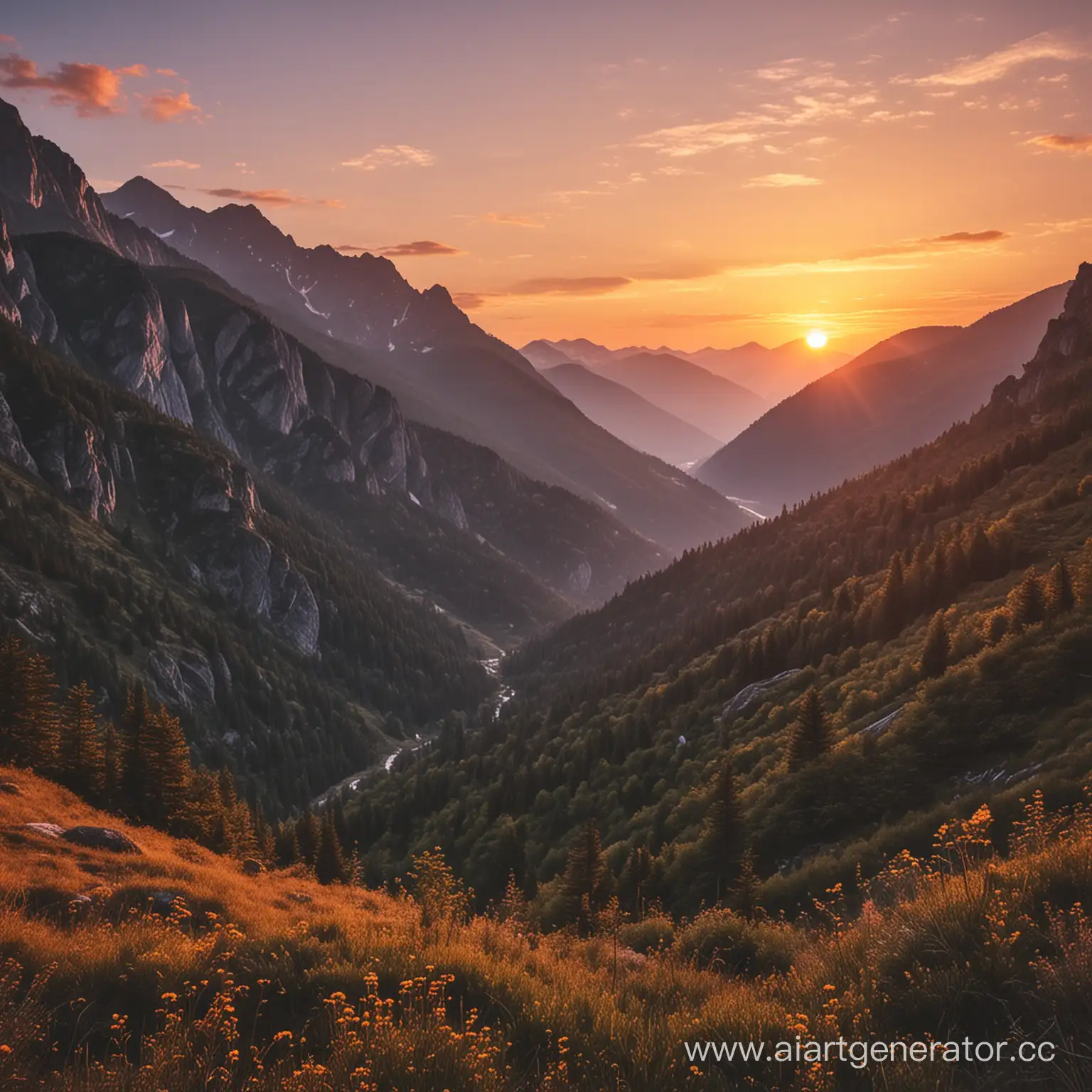 Majestic-Sunset-Over-Mountain-Peaks