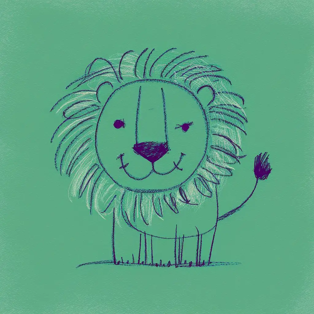 лев нарисованный ребёнком