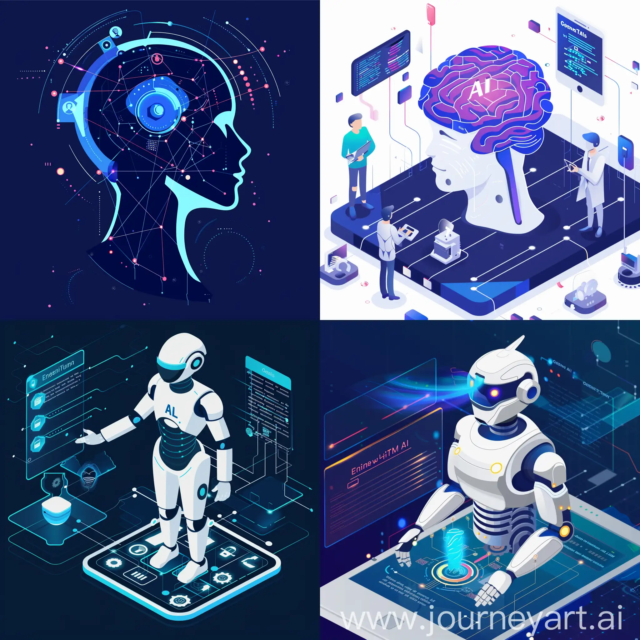 Generate a very professional image based on these descriptions:  "Enhance AI with Fine-Tuning"                          "Discover the power of LLM fine-tuning to tailor OpenAI models to your needs using datasets from Genesys Cloud knowledge bases. Our application guides you through the fine-tuning process with advanced AI insights"
