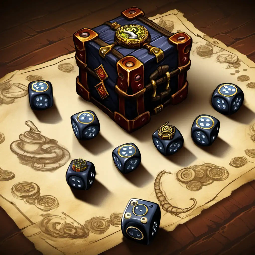 swashbuckler, defias cutthroat, dice game in the tavern, snake eyes, stylized game asset, dice and doubloons, world of warcraft tcg art, pair of dice, dice roll
