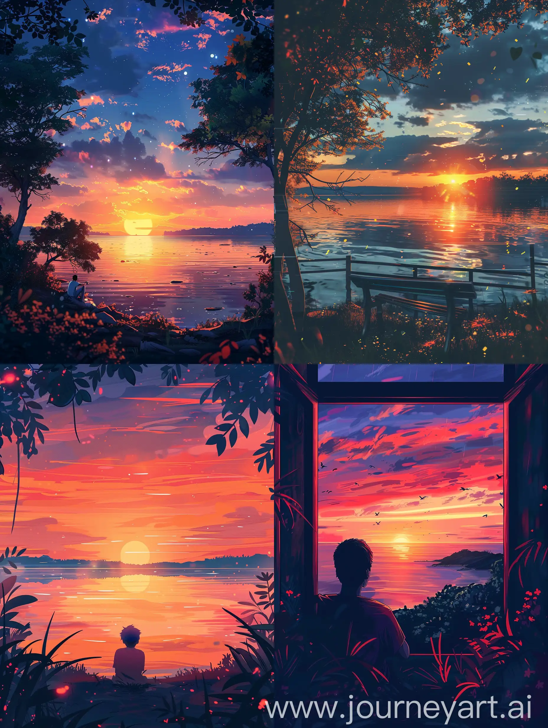 Tranquil-Sunset-Over-Nature-Restful-Illustration-with-Beautiful-Stylized-Art