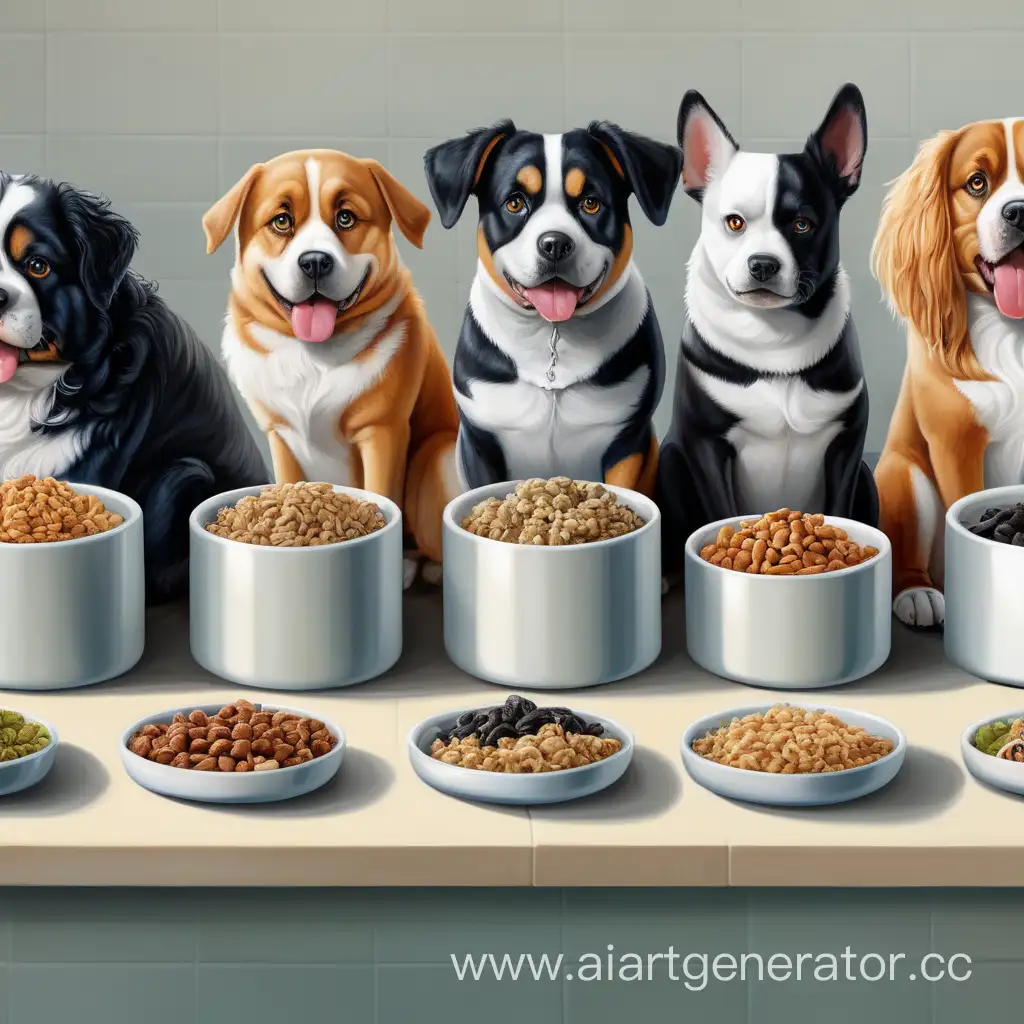 Row-of-Dogs-Enjoying-Their-Mealtime