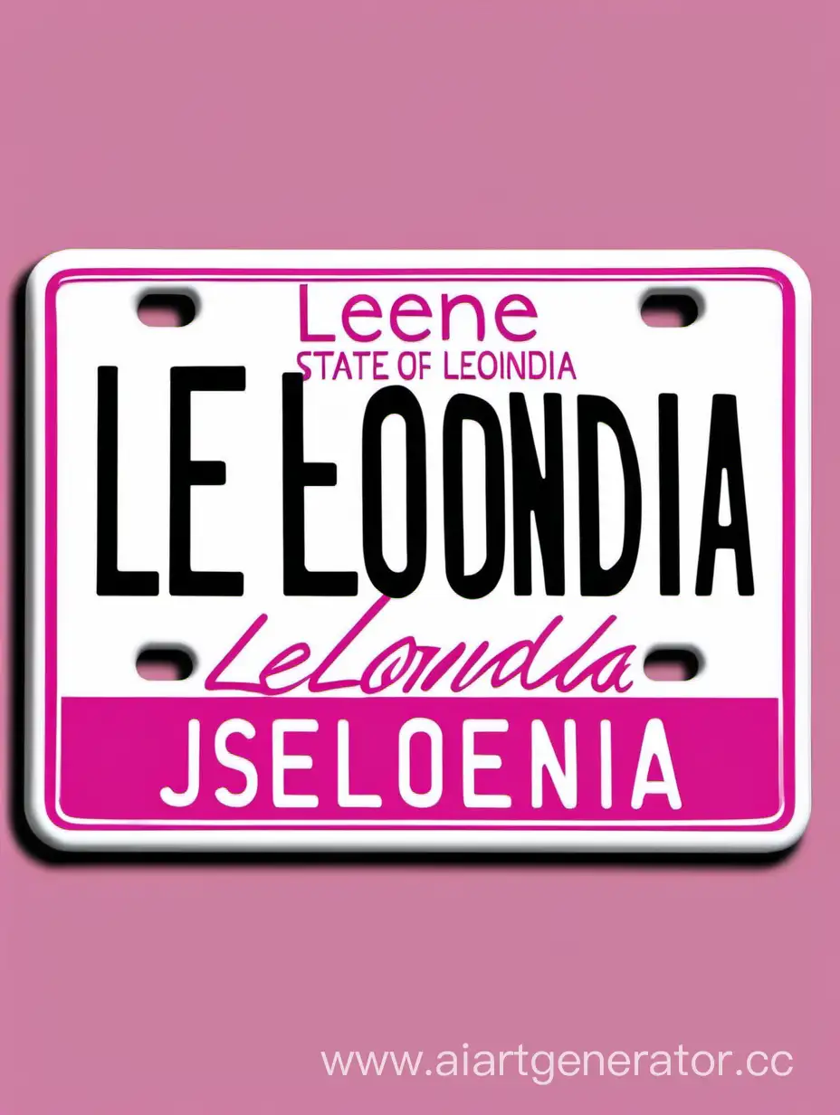 Leonida-State-License-Plate-on-White-Background-with-Pink-Text
