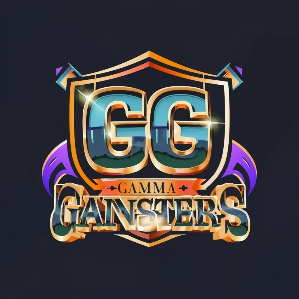 logo, GG, with the text "Gamma Gangsters", typography, be used in Technology industry