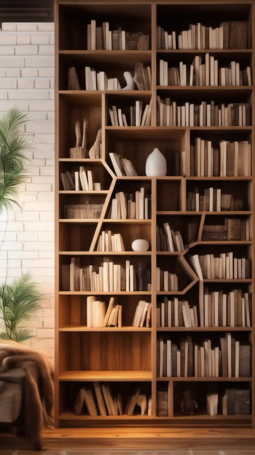 Warm Cozy Bookshelf with wood