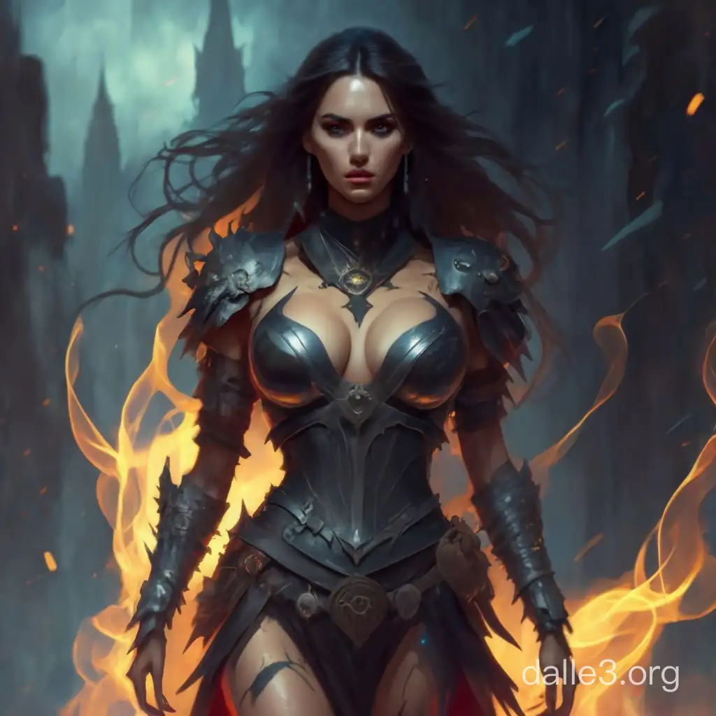 Dark Fantasy Female Necromancer with Glowing Eyes and Voluptuous Figure ...