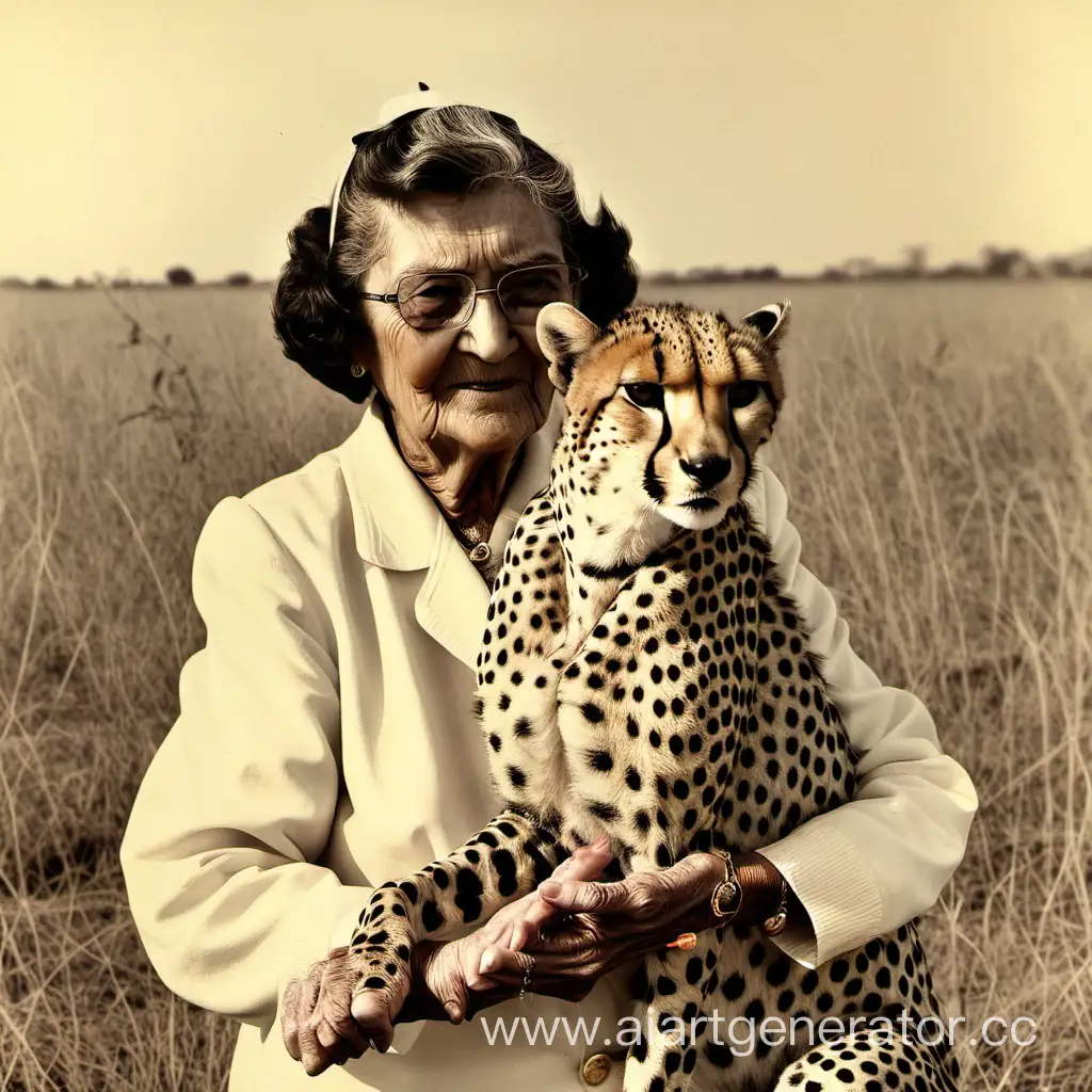 Elderly-Woman-Tenderly-Holds-Cheetahs-Head