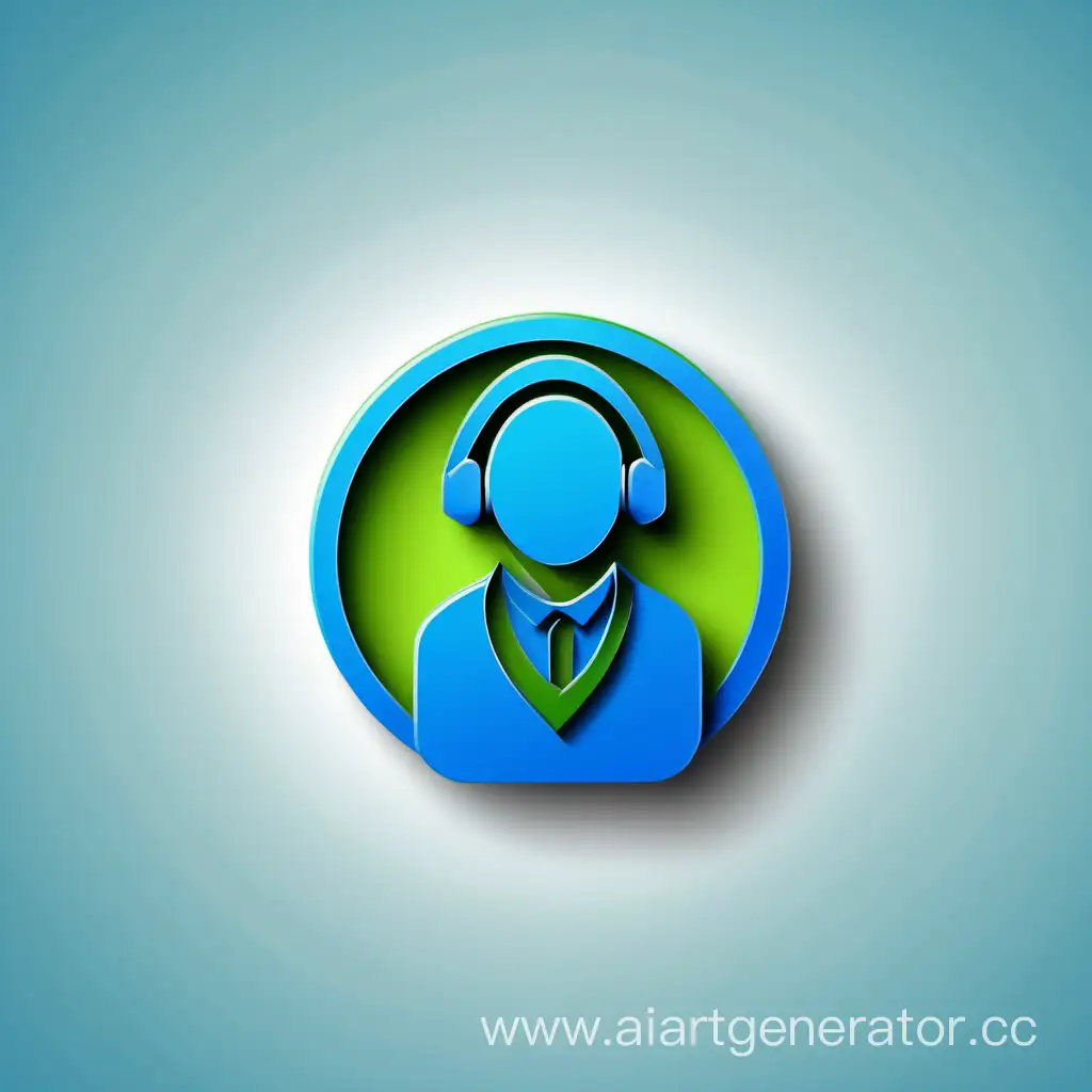символ оператора контактного центра синий с салатовым
