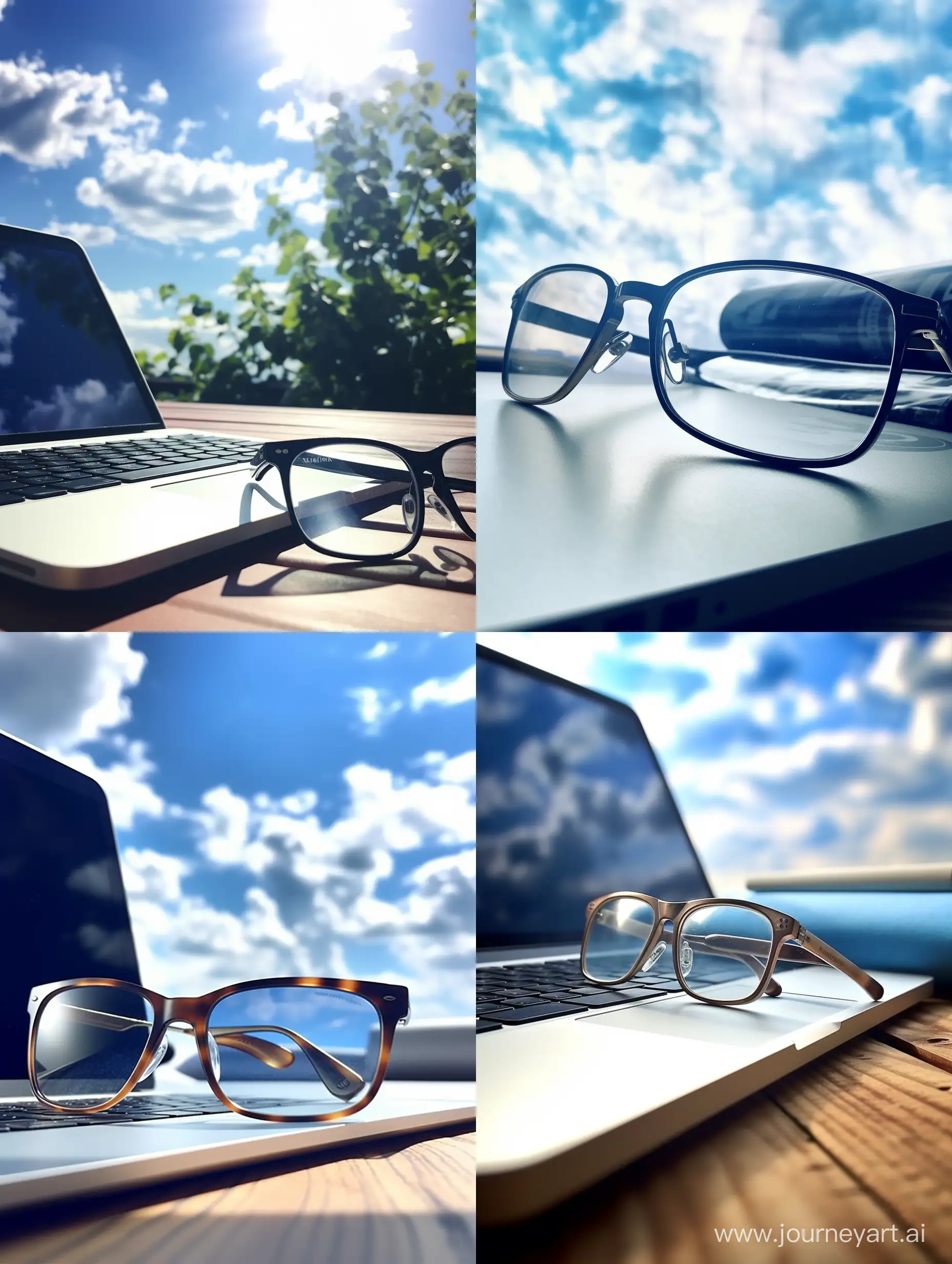 Stylish-Glasses-on-Sunlit-Computer-Desk-with-Strong-Light-Effect