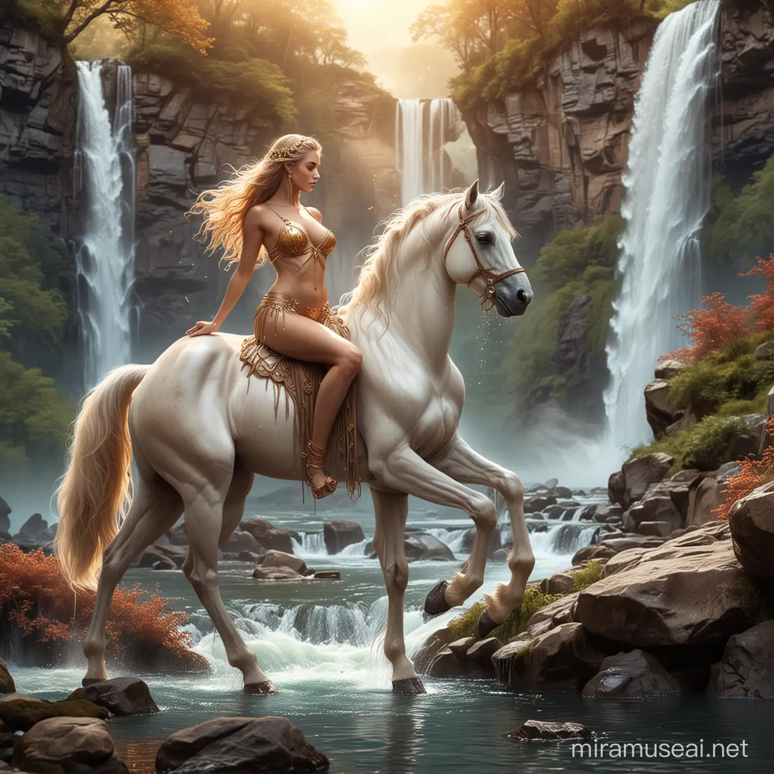 Stunning Centaur Zodiac in Majestic Waterfall Landscape