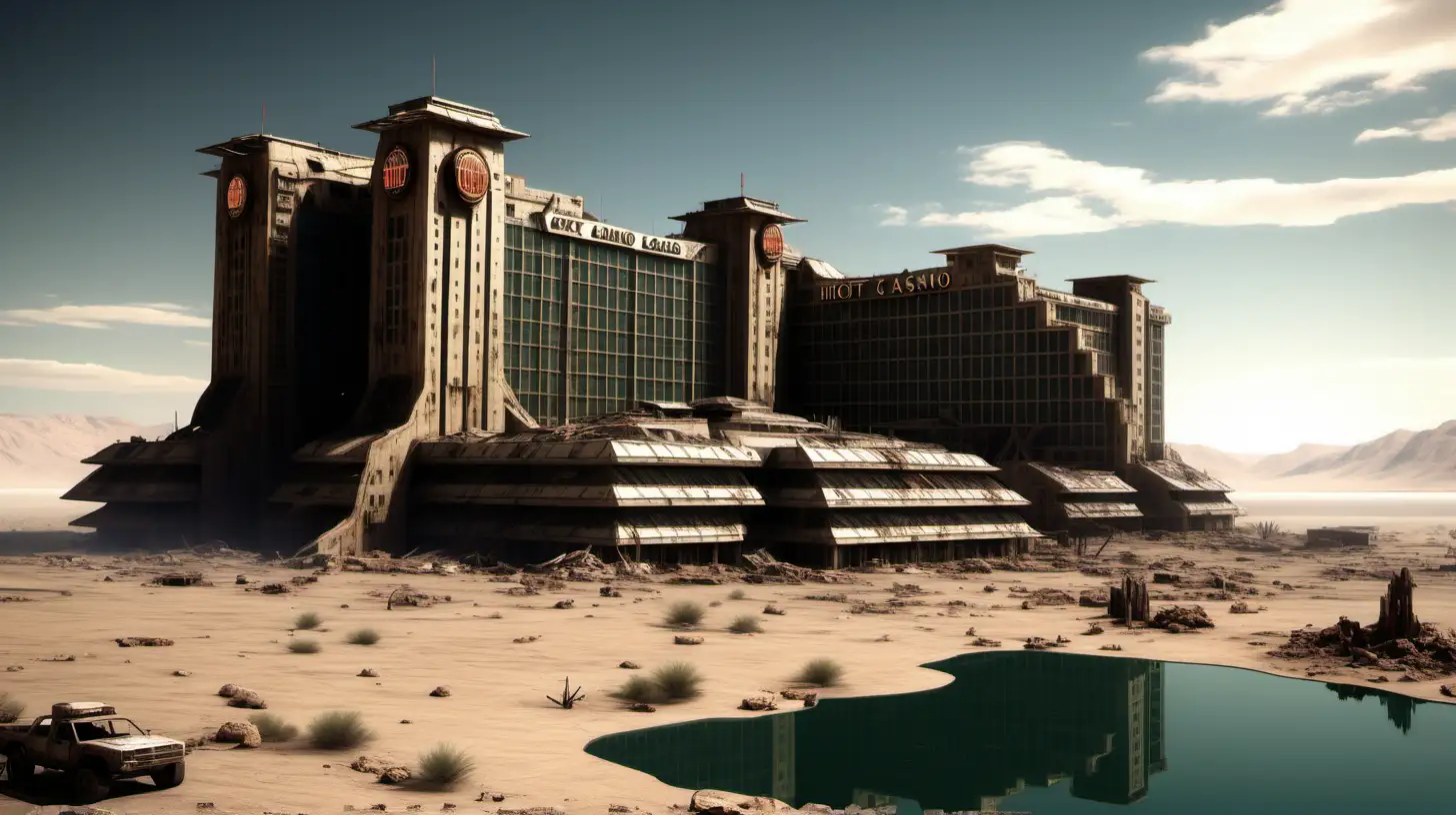 Futuristic Oasis Giant Hotel and Casino in a PostApocalyptic Desert City