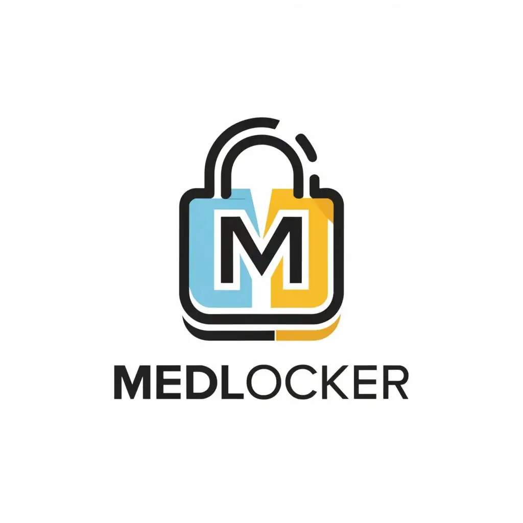 logo, lock and M, with the text "MedLocker", typography, be used in Medical Dental industry