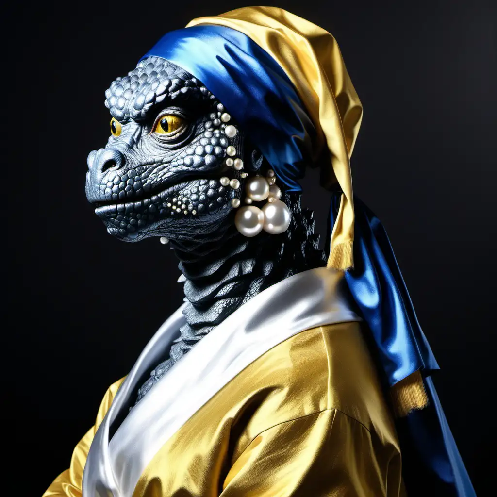 Godzilla Cosplaying as the Girl with a Pearl Earring
