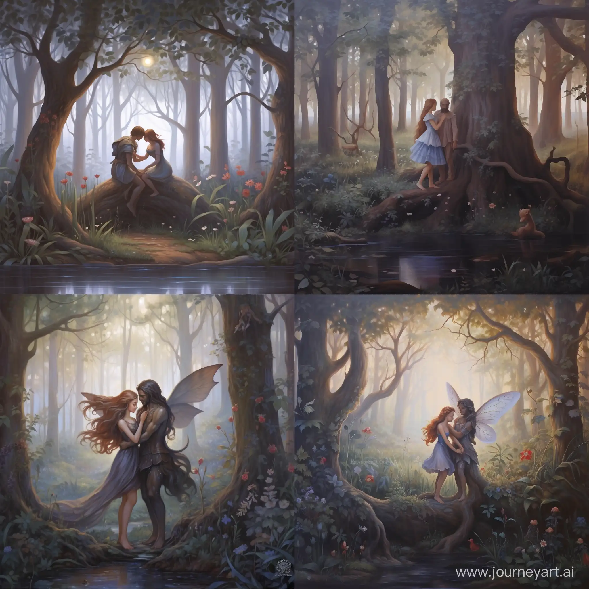 Enchanting-Love-Satyr-and-Nymph-Embrace-in-a-Magical-Forest