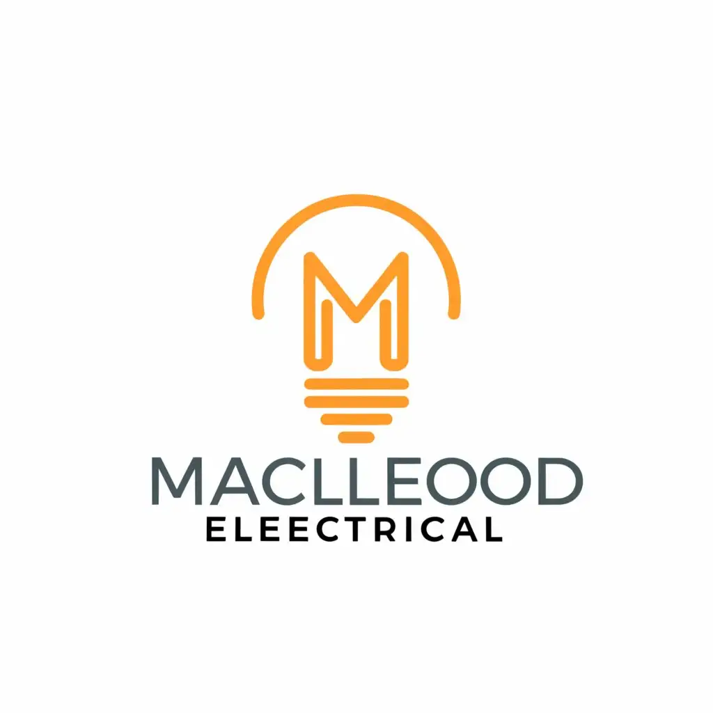 a logo design,with the text "Macleod Electrical", main symbol:Light Bulb with M in the middle,Moderate,clear background