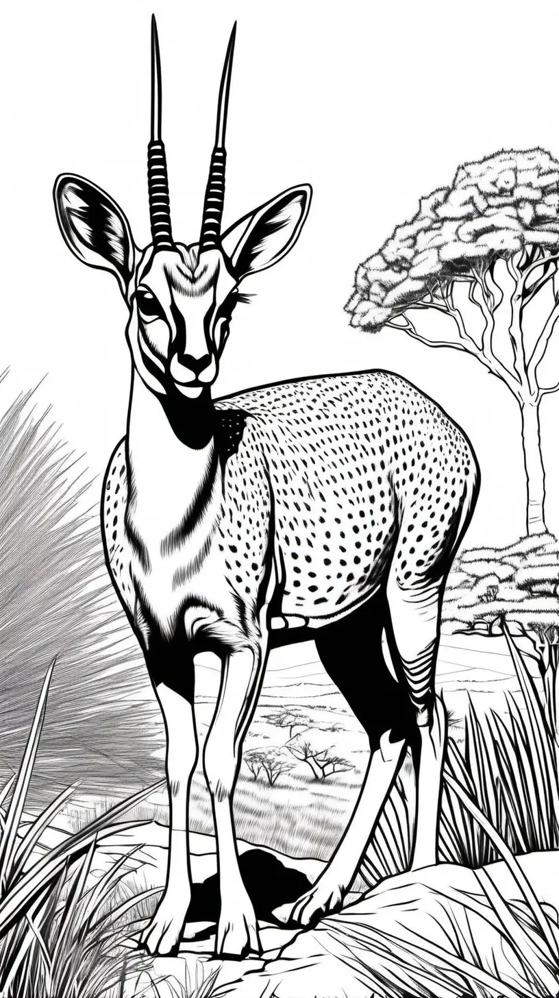 coloring page for adults, Klipspringer, in Africa, clean outline, no shade