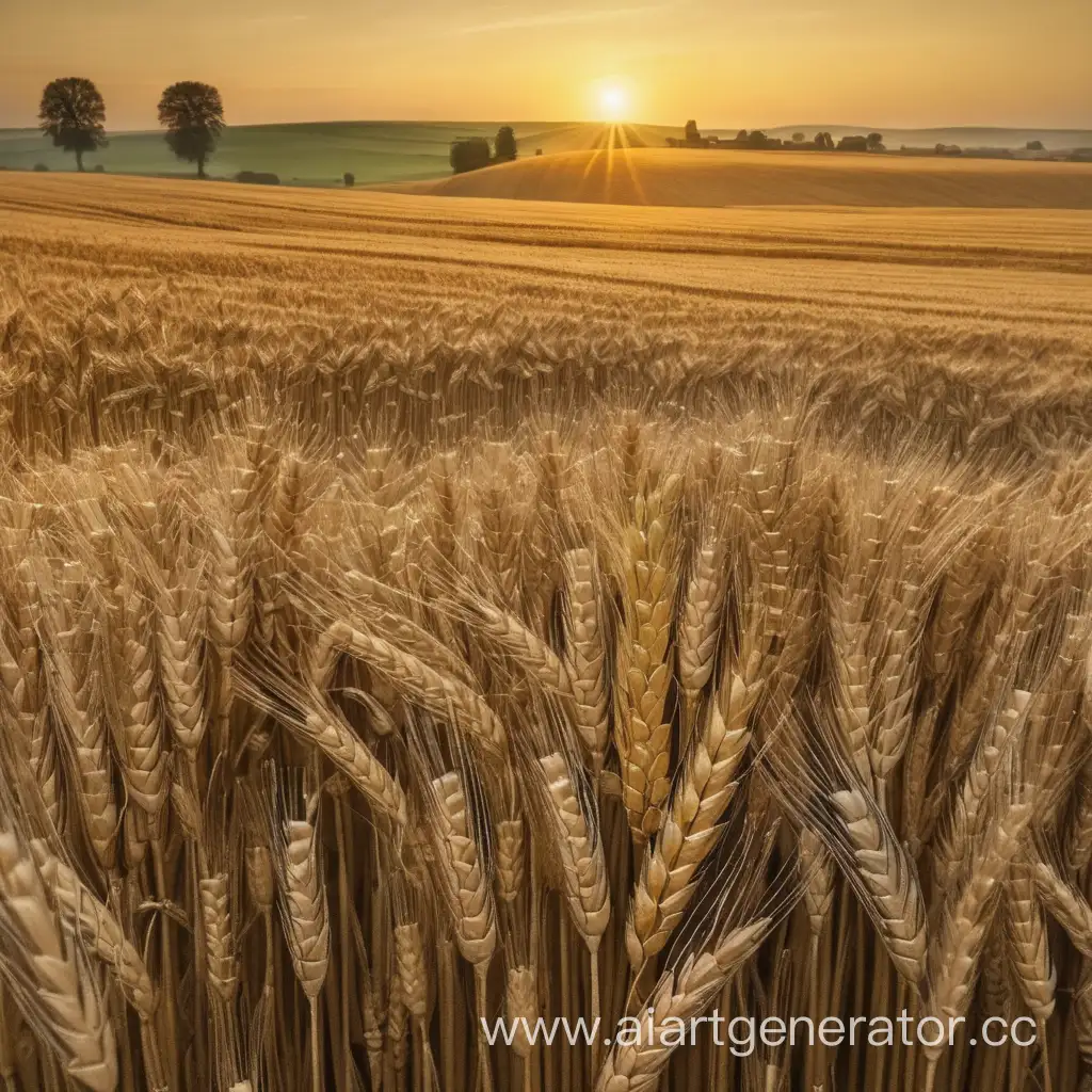Picturesque-Dawn-Over-Wheat-Field-with-Radiant-Sunlight