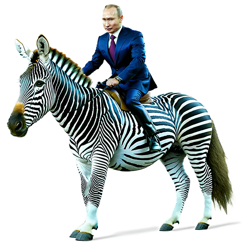 Vladimir-Putin-Riding-a-Zebra-Unique-PNG-Image-Illustration