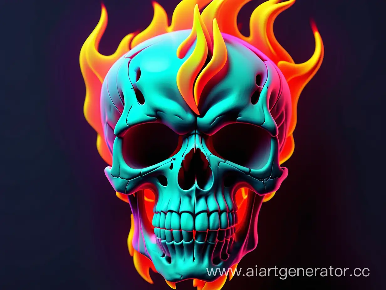 Neon-Fire-Illuminating-Skull-Abstract-Digital-Art