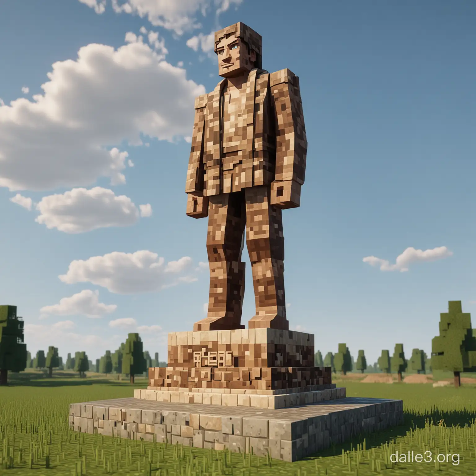 Сгенерируй Памятник Тамбовского мужика в стиле игры minecraft 