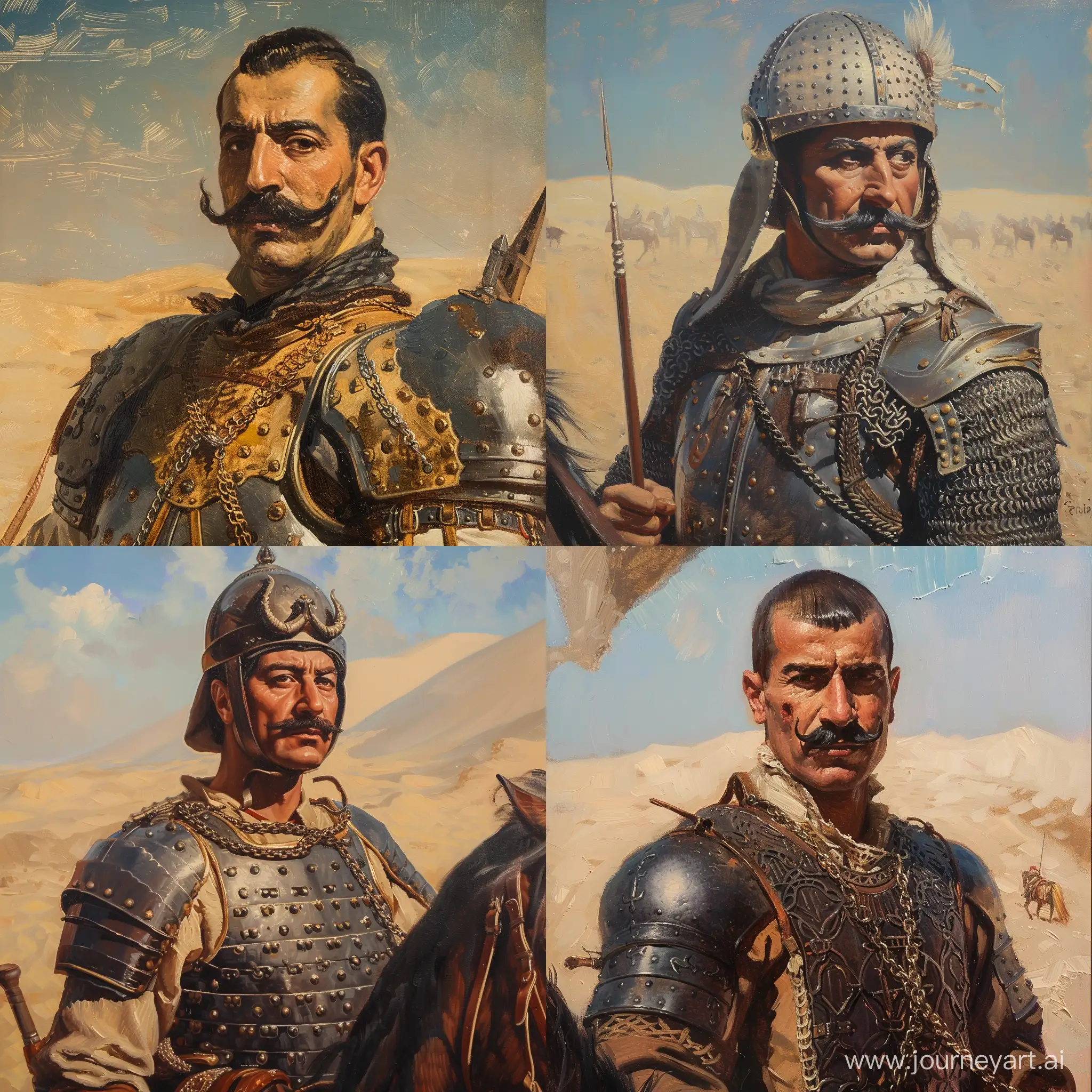Ottoman-Sultan-Selim-I-on-Horse-in-Egyptian-Desert-30YearOld-Monarch-in-Chainmail-Armor
